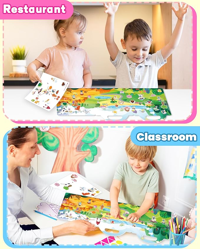 Reusable Sticker Book for Toddlers 2-4 Years, Stickers for Kids, Toddler Craft Activities, Toddler Travel Toys Ages 2+ Boy Girl Birthday Gifts