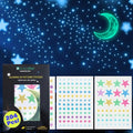 Glow in The Dark Stars and Moon for Ceiling, Luminous Star and Moon Wall Decals, Wall Decor, Sticky Fluorescence Ceiling Stars, Gift for boy and Girl,Kids Nursery Bedroom Living Room(Mixed Colors)