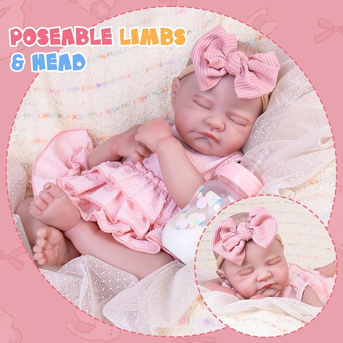 Aori Reborn Baby Dolls Realistic - Lifelike 20 Inches Newborn Baby Doll Girls with Poseable Limbs and Feeding Kit Included, Nice Gift for Kids 3+