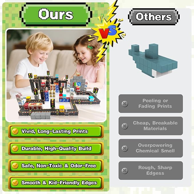 100PCS Magnetic Building Blocks for Kids: 1" Magnetic Blocks for Kids Ages 4-8 8-12, Magnet Cubes Sensory STEM Stacking Toys for Boys & Girls,Christmas Birthday Gifts for Toddler Ages 3+
