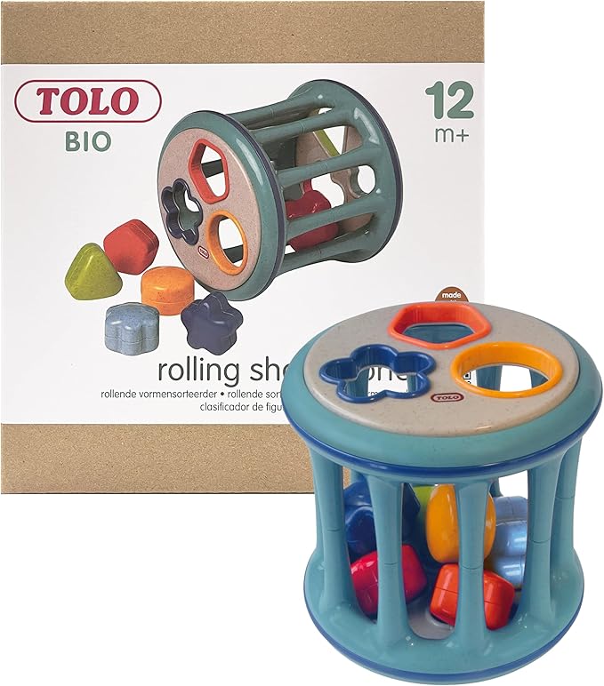 Tolo Rolling Shape Sorter | Interactive Toy for Babies 12+ Months | Includes 6 Colorful Shapes with Rattling Sounds | Develops Shape Recognition, Hand-Eye Coordination & Fine Motor Skills