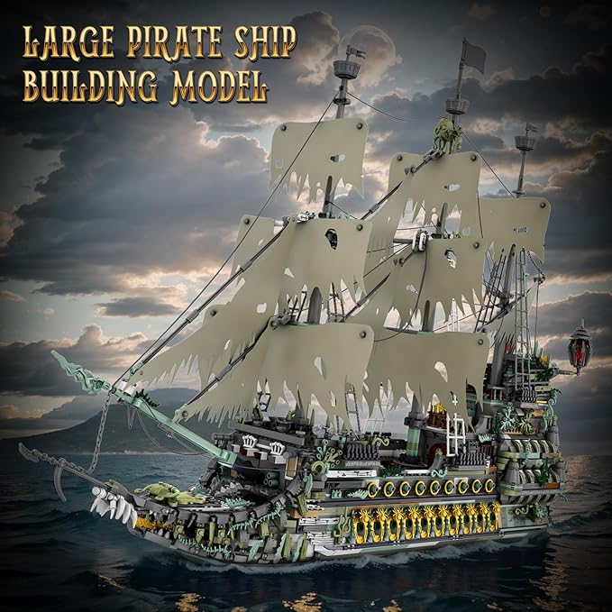 NutCracker Pirate Ship Building Blocks Set - Large MOC Pirate Ship Construction Model, Sailing Boat Toy Building Set, Christmas Birthday Gift for Adults & Kids 14+ (5865 Pieces)