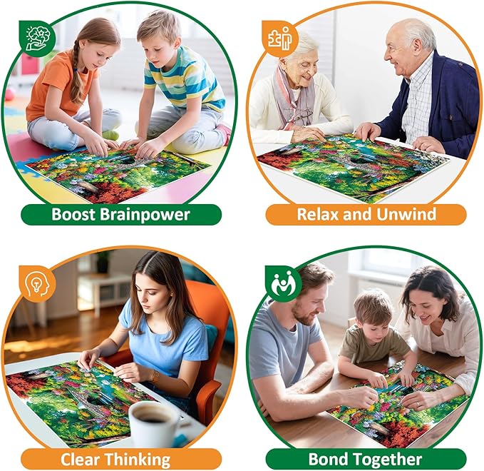 300 Piece Puzzle for Adults,Riverside Animal Puzzle for Kids Teen Adults,Spring Flower Landscape Jigsaw Puzzle 300 Piece,Interlock Perfectly Letter on Back,Family Activity Game Nights Gifts,20.5x15 in