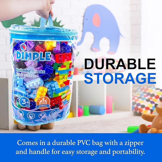 Dimple Large Blocks for Toddlers/Kids Stackable, Multi-Colored, Interlocking Toys Safe, Non-Toxic Plastic Bright Colors, Waterproof Boys and Girls Age 3 + (1200 Pieces)