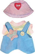 Clothes for Labubu(NO Doll) - 15cm/17cm Doll Accessories Suit, Cute Outfit with Accessories - Colorful T-Shirt, Star Light Blue Romper and Heart Shaped Pink Hat