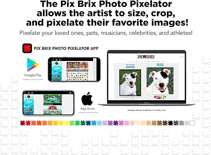 Pix Brix Pixel Art kit Puzzle Bricks - 6,000 Piece Pixel Art Container, 12 Color Medium Palette - Interlocking Building Bricks, Create 2D and 3D Builds Without Water or Glue - Stem Toys, Ages 6 Plus