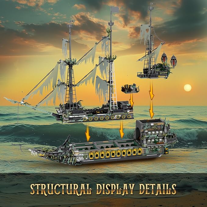 NutCracker Pirate Ship Building Blocks Set - Large MOC Pirate Ship Construction Model, Sailing Boat Toy Building Set, Christmas Birthday Gift for Adults & Kids 14+ (5865 Pieces)