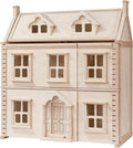 PlanToys® Victorian Wooden Dollhouse | 3-Story Large Doll House with Attic, Opening Panels & Sliding Windows | Pretend Play Dollhouse Compatible with 1:12 Scale Furniture & Wooden Dolls