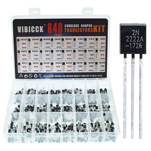 24 Value 840-piece Assorted Type General Purpose TO92 Transistors PNP NPN Bipolar Power Transistor Assortment Kit with Individual Compartment