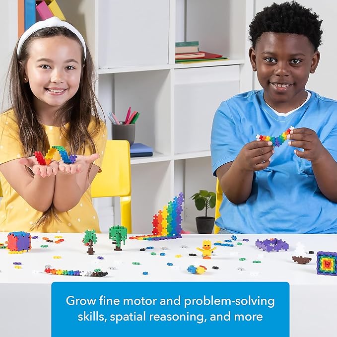 PLUS PLUS Learn to Build Set, Interlocking Mini Building Blocks, 3D Puzzle Construction Stem Toy for Kids - Basic Mix, 400 Pieces
