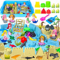 Ocean Sensory Bin, 57 Pcs Mermaid Sand Art Kit Castle Sea Animal Molds Sandbox Toys, Mermaid Play Sand Toy Sensory Playsand for Kids Toddlers, Birthday Gifts for Boys Girls Ages 3 4 5 6 7
