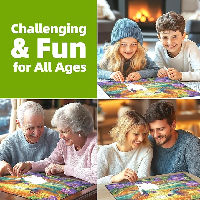 500 Piece Puzzles for Adults, Jigsaw Puzzles 500 Piece Hummingbirds Beach Flower Puzzle, Impossible Difficult Hard Challenging Unique Family Puzzle, 20x20 Inch