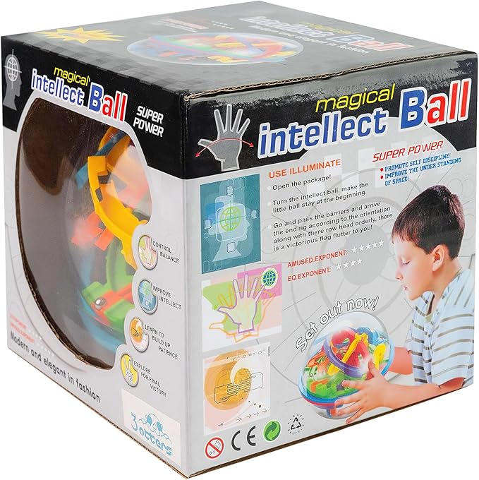 3 Otters 3D Maze Ball, Brain Teaser Puzzle Ball for Boys Maze Sphere Game Education Toy for Gifts Classroom Prize