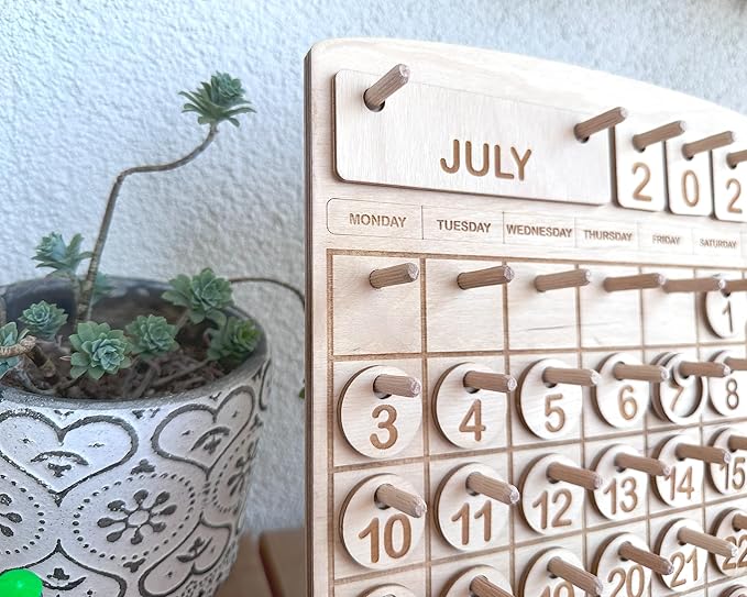 Wooden Toddler Calendar, Montessori Learning Toy, Homeschool Calendar, Days and Months Chart, Educational Gift for Kids, Preschool Learning