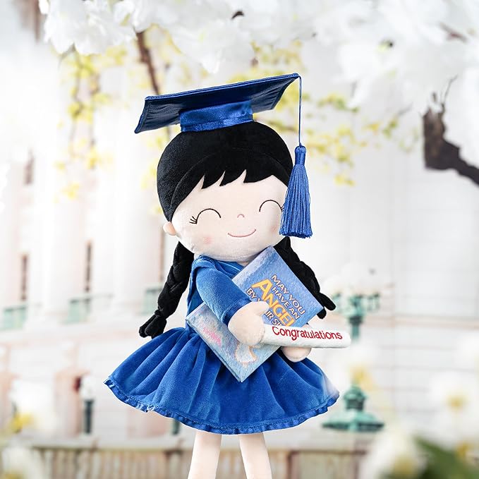 Gloveleya Baby Girl Gifts Graduation Plush Girls Dolls Congratulation Gift for Kindergarten Royal Blue 16 inch