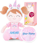 Gloveleya Personalized Doll with Your Name - Cute Pink Unicorn Custom Soft Plush Doll for Girls Plush Doll Customized Gifts - Muñecas de Trapo Personalizadas para Niñas