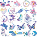Glitter Tattoos for Girls Women, 12 Sheets Glitter Butterfly Moon Flowers Mermaid Temporary Tattoos for Girls Birthday Party Supplies Gifts Decoration