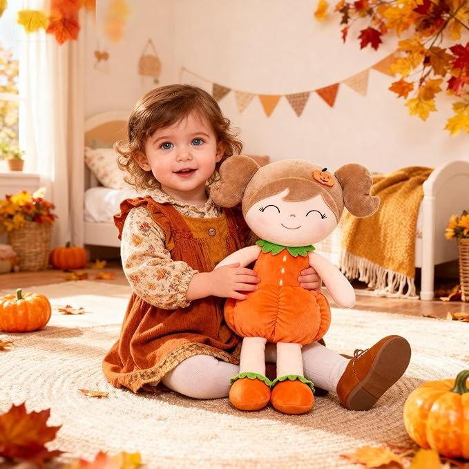 Gloveleya Dolls Halloween Pumpkin Baby Girl Gifts Plush Pumpkin Doll Soft Toys Orange 18 inches