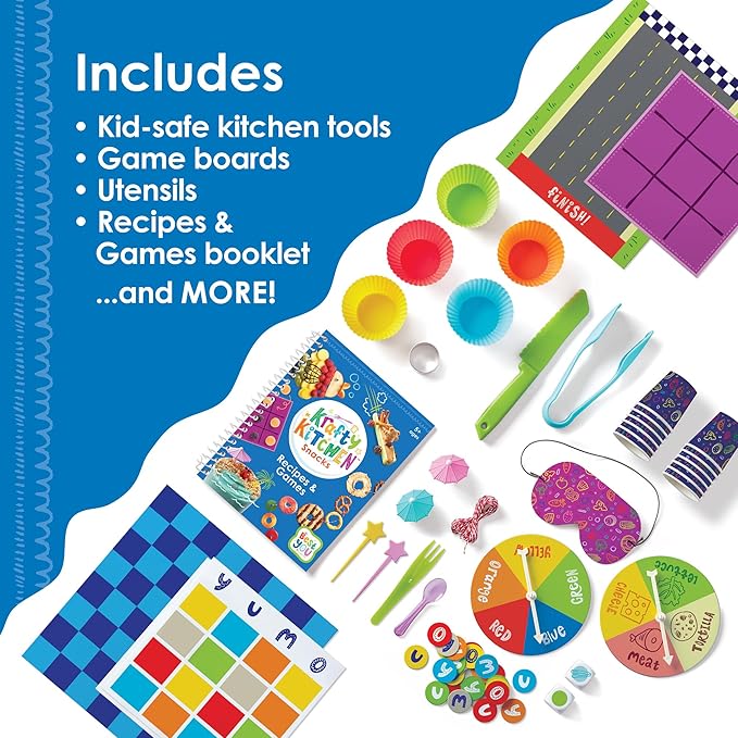 MindWare Best You Krafty Kitchen Snacks Kit – Real Cooking Set for Kids Ages 5 & Up - Includes Kid Friendly Kitchen Tools, Games and Recipes - Ideal for Healthy Snacking and Food Exploration