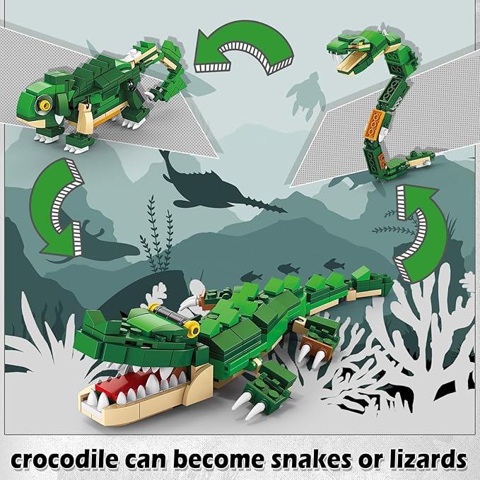 Creator 3 in 1 Animals Building Set, 12 Forest & Sea Figures Toys, Compatible With Lego Collectible Building Toy, Party Favors Gifts for Kids, Boys & Girls 8 Plus Years Old
