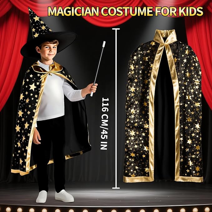 Magic Kit for Kids 6-8-10-12, 130 Magic Tricks Set for Kids with Magician Costume and Magic Wand, Halloween Christmas Birthday Gifts Toys Magic Set for Ages 6 7 8 9 10 11 12 Years Old Boys Girls Kids