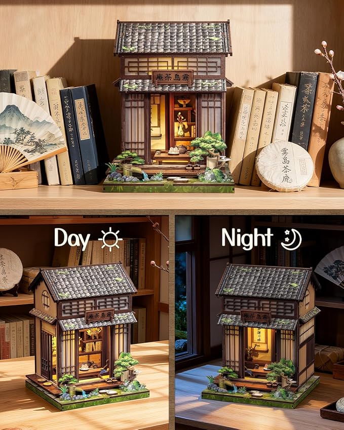 Book Nook Kit, DIY Miniature House Kits for Adult and Teens, Dollhouse Tiny Booknook Garden House Bookshelf, DIY Craft Gifts for Family and Friends (Japanese Chashitsu)