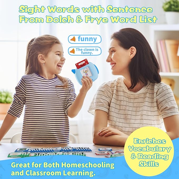 Talking Flash Cards for Toddlers Learning: Alphabet Learning Toys - Matching Spelling Games with 224 Sight Words - Montessori Toys for 3 4 5 6 Years Old Kids (Blue-336 Sight Words)