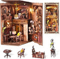 DIY Book Nook Kit, Miniature Dollhouse Booknook Kit, 3D Wooden Puzzle Bookend Bookshelf Insert with LED Light for Teens and Adults, Painter's Day at Dusk