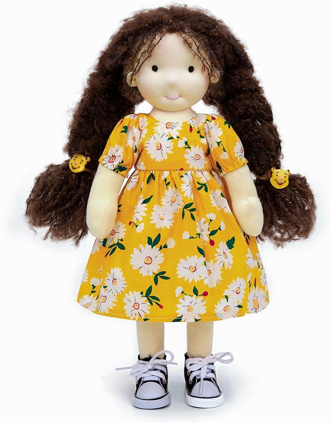 BlissfulPixie Dagmar 12" Soft Girl Rag Doll, Ideal First Doll for Babies & Toddlers