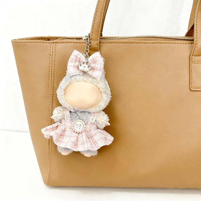 Clothes for LABUBU 17cm Doll (NO Doll), Outfit for LABUBU, Dress and Hairpin Set for LABUBU Dress Up, Fashion and Premium Dolls Accessories for LABUBU (Style D)