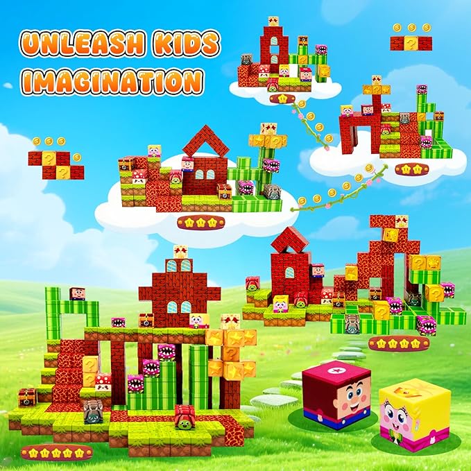 Magnetic Blocks Building Toys for Kids: 48PCS Magnetic Blocks for Kids Ages 4-8, 1" Magnet Cubes, STEM Sensory Toys for Boys & Girls, Christmas Birthday Gifts for Kid Ages 3+