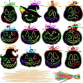 Qilery 120 Pcs Fall Halloween Scratch Paper Off Cards Magic Pumpkins Scratch Off Paper Craft Art Activities Rainbow Black Fun for Thanksgiving Party Ornaments DIY Education Game(Pumpkins)