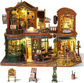 Miniature House Kit Bookstore, DIY Mini House Building Kit, Miniature Kit for Adults with Furniture and LEDs, Great Gift for Teens and Christmas Decor (Twilight Book City)