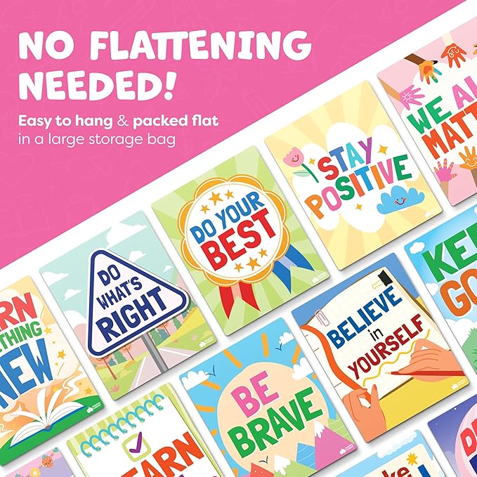Motivational Posters for Classroom - 14pcs Positive Inspirational Posters for Classroom - Elementary Middle School High School - Positive Affirmation Wall Decor - Motivational Bulletin Board Decorations