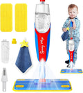 Kids Mop Cleaning Set Actually Cleans, Mini Toddler Size Kids Spray Mop Really Works, Detachable Small Mop Interactive Kid Pretend Play Toys Gift for Boys Girls