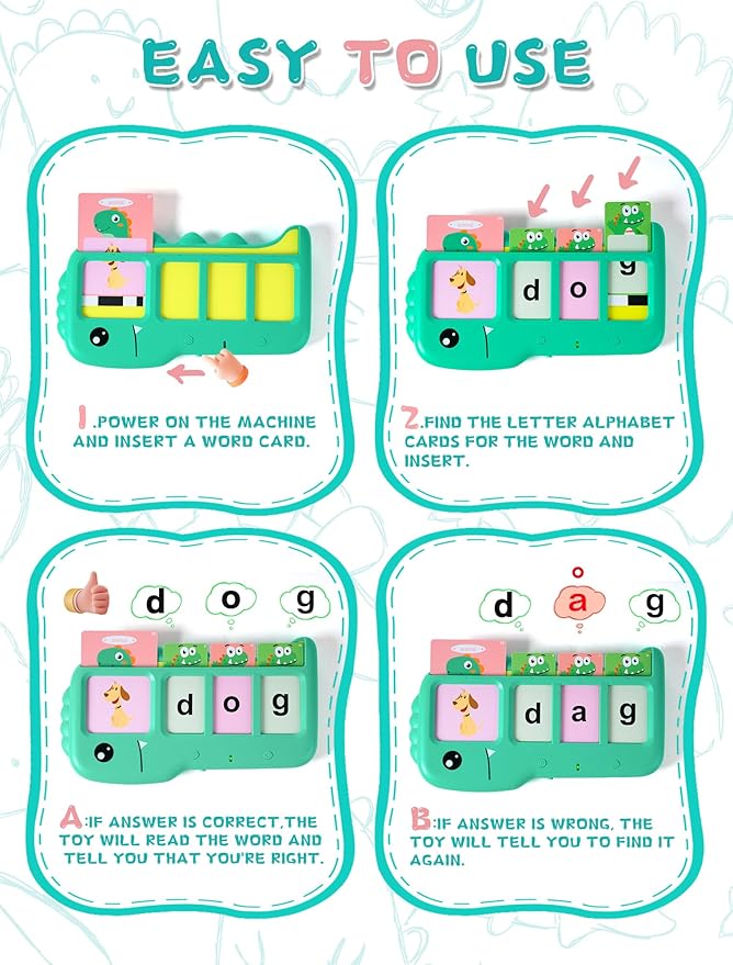 Talking Flash Cards for Toddlers 2-8: Alphabet Learning & Spelling Games with 224 Sight Words - Montessori Sensory Toys for Preschool Boys & Girls, Speech Therapy Toys for Kids with Autism, Ideal Gift