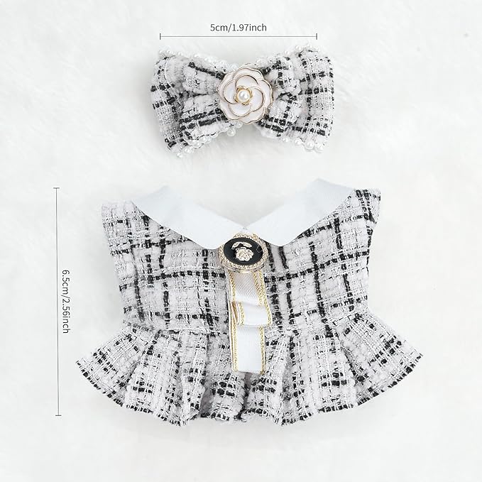 17cm Doll Clothes Set-Adorable Outfits for Dolls-Stylish Accessaries Clothes Dress-Up-Replaceable Clothing Collections, Includes Hat, Top, Skirt(White-Style B)
