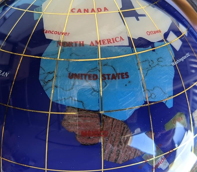 Unique Art 10-Inch Tall Table Top Blue Lapis Ocean Gemstone World Globe with Copper Tripod Stand (BLUE LAPIS)