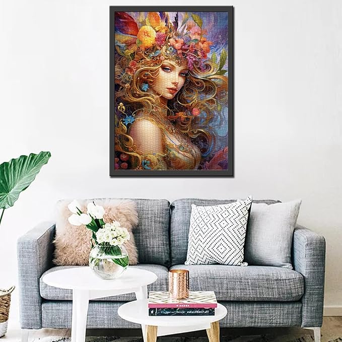 Tucocoo 1000 Piece Jigsaw Puzzles for Adults Fairy Woman Painting Puzzle Beautiful Girl Portraits 1000 Pieces Puzzles for Challenging Family Activity Game Colorful DIY Puzzle Wall Decor Gifts