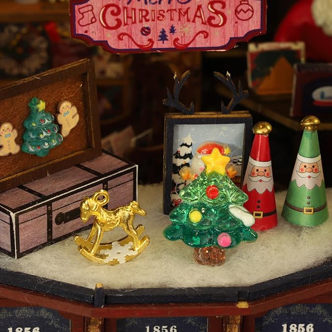CUTEROOM Miniature House Kits for Adults, Mini Dollhouse Wooden Furniture Kit, DIY Craft Kits Creative Room Tiny House for Decoration- Christmas Wonderland