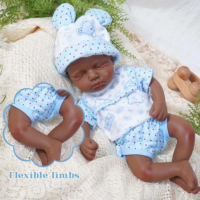 Reborn Baby Dolls Silicone Full Body 12in Weighted Real Life Closed-Eyes Boy Dolls Lifelike Newborn Baby Soft Body Flexible Limbs Not Vinyl