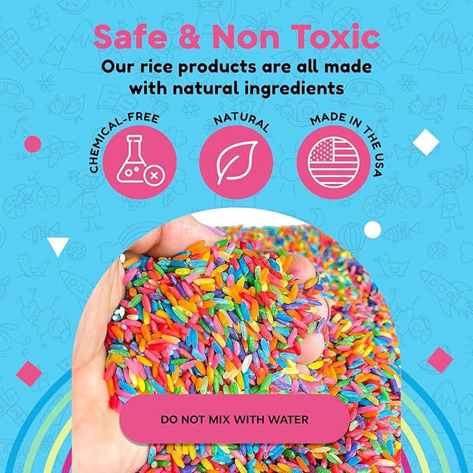 Rainbow Rice Sensory Bin Filler for Sensory Table - Colored Rice for Sensory Play (4 Cups - 2LB)