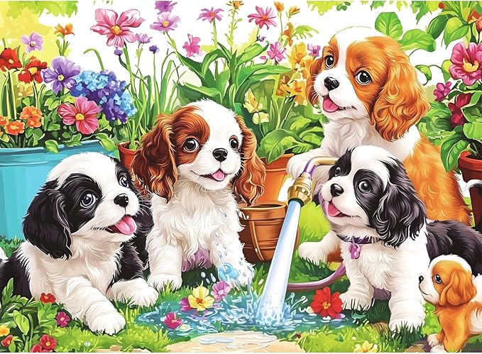 300 Pieces Cute Dogs Puzzles for Adults,Large Pieces Puzzle for Teens Seniors,Fun Puzzles 300 Piece for Kids Ages 8-10 10-12,Challenging Jigsaw Puzzle for Family,Great Gift for All Ages,20.5 x 15 in