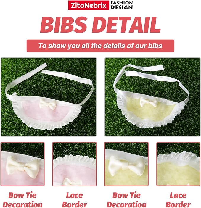 2 Sets of Clothes for Doll, 4 Pcs Accessories for 17cm & 15cm Outfits (No Doll), Double Joy Twin Pack - Small Pink Pig Head Cover + Pink bib, + Milk Powder Rabbit Head Cover + Yellow bib