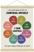 Fewgb Things I Can Control Circle Wall Art Poster Decor, Mental Health Hanging Poster Framed Hanger for Therapist Therapy Office Classroom, School Counselor Psychologist Office Picture Prints 12x16