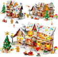 2025 Christmas 3 Style Gingerbread House Building Set with Light - 1477PCS Christmas Village Castle Building Block Toy with Santa Claus Xmas Tree Train for Adults Kids Girls Boys Ages 6+
