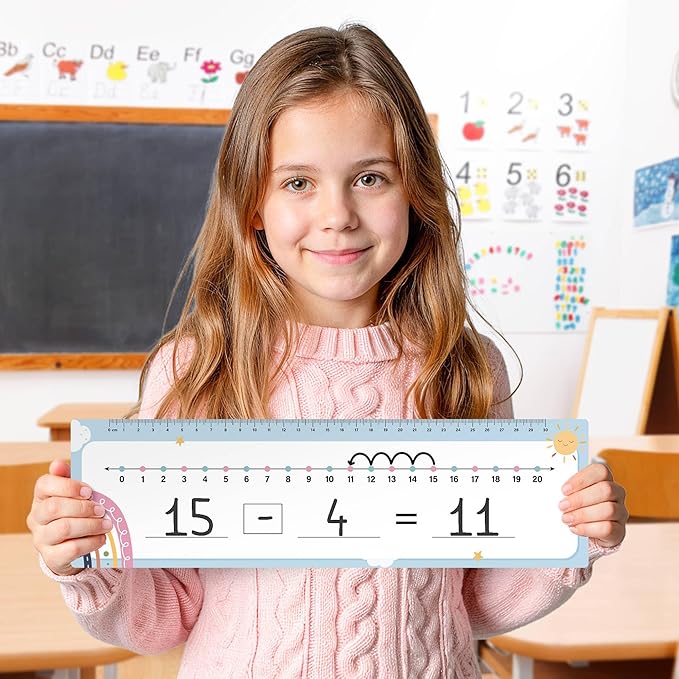 26 Pack Boho Number Line Dry Erase Boards Cards, 14"x4", Double-Sided, Math Manipulatives for Kids, Student, Kindergarten Elementary Special Education 1st Grade Classroom Must Haves