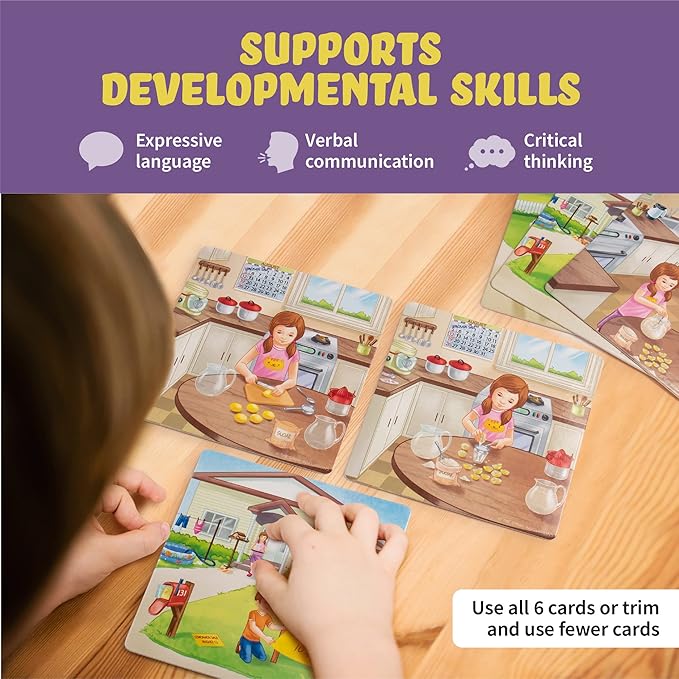 SPARK INNOVATIONS Sequencing and Storytelling Cards, Speech Therapy Game, Special Education Materials, Sentence Building, Problem Solving, English Language Learners (Sequence Cards 1 and 2 Combo)