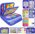 12-Page Toddler Busy Board Montessori Toys, Busy Book for Toddlers, Boy Girl Birthday Gift,Toddler, 24 in 1 Activity Sensory Toys for Motor Skills, Travel Toy for Car Airplane (Blue)