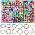 Bracelet Making kit, 1000pcs Polymer Clay Beads Bracelet Making kit, 24 Styles Fruit, Flower, Cake, Butterfly, Necklace, Earrings, DIY Bracelet Making kit Accessories for Women
